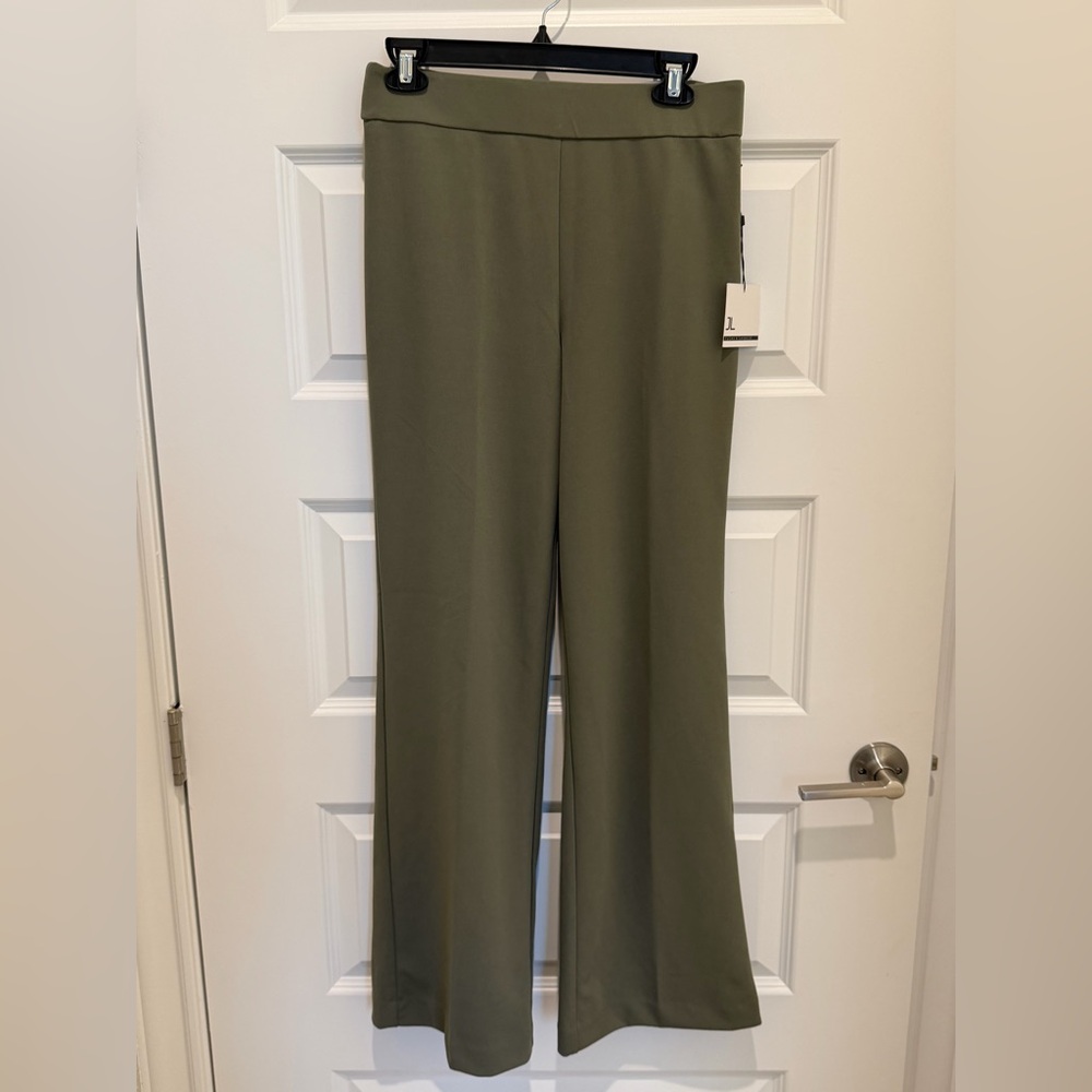 NWT Olive Green Wide Leg Pants Pull On High Rise Casual Lounge S/petite - Picture 3 of 10